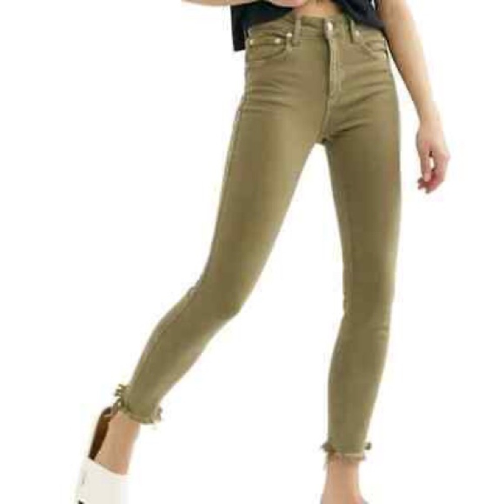 Free People High Rise Jegging Army Green Skinny Jeans
